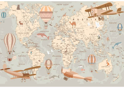 Детски Флис Фототапет KIDS WORLD- Карта за пътешествия